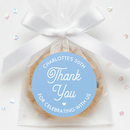Cute Thank You Birthday Name Any Age Blue Modern Runder Aufkleber