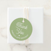 Cute Thank You Birthday Name Any Age Green Modern Geschenkanhänger (Beispiel)