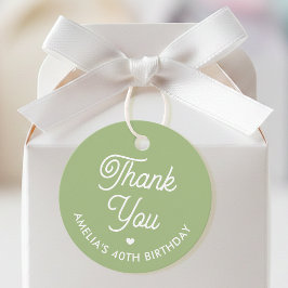 Cute Thank You Birthday Name Any Age Green Modern Geschenkanhänger