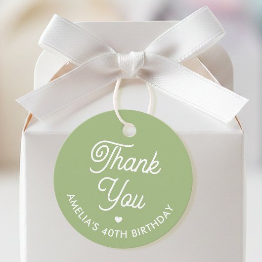 Cute Thank You Birthday Name Any Age Green Modern Geschenkanhänger