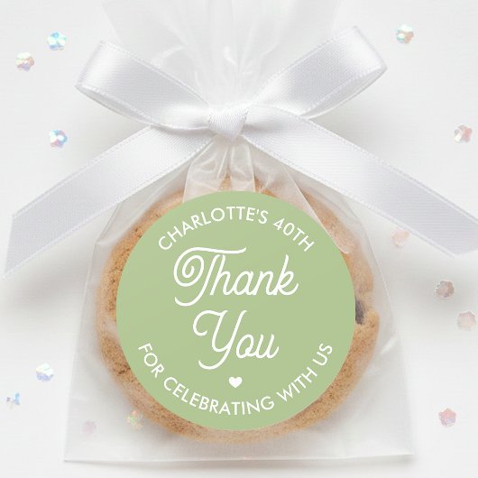 Cute Thank You Birthday Name Any Age Green Modern Runder Aufkleber