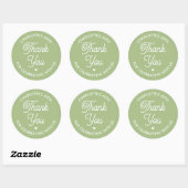 Cute Thank You Birthday Name Any Age Green Modern Runder Aufkleber (Blatt)