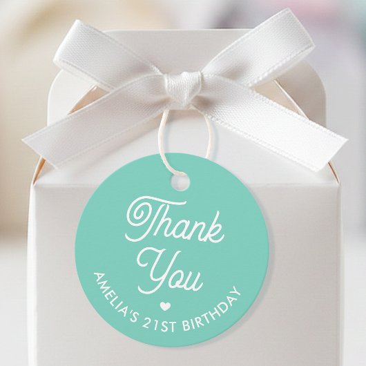 Cute Thank You Birthday Name Any Age Mint Modern Geschenkanhänger