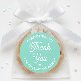 Cute Thank You Birthday Name Any Age Mint Modern Runder Aufkleber