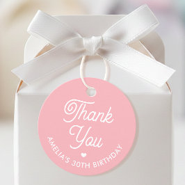 Cute Thank You Birthday Name Any Age Pink Modern Geschenkanhänger