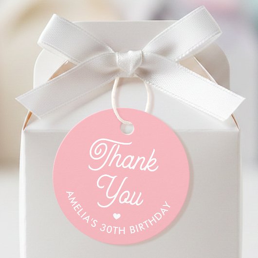 Cute Thank You Birthday Name Any Age Pink Modern Geschenkanhänger