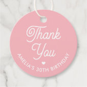 Cute Thank You Birthday Name Any Age Pink Modern Geschenkanhänger (Vorderseite)