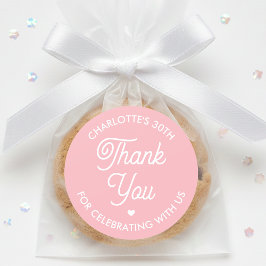 Cute Thank You Birthday Name Any Age Pink Modern Runder Aufkleber