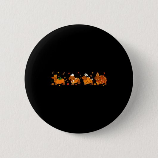 Cute Thanksgiving Dachshund Dogs Fall Gobble Prepp Button (Vorderseite)