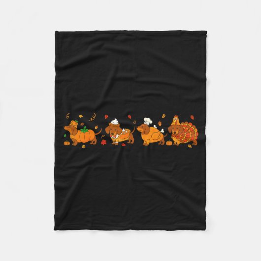 Cute Thanksgiving Dachshund Dogs Fall Gobble Prepp Fleecedecke (Vorderseite)