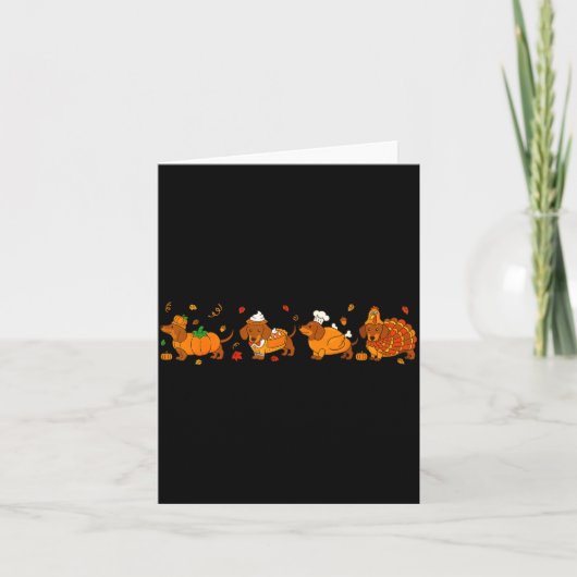 Cute Thanksgiving Dachshund Dogs Fall Gobble Prepp Karte (Vorderseite)
