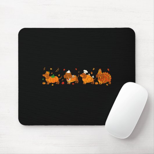 Cute Thanksgiving Dachshund Dogs Fall Gobble Prepp Mousepad (Mit Mouse)