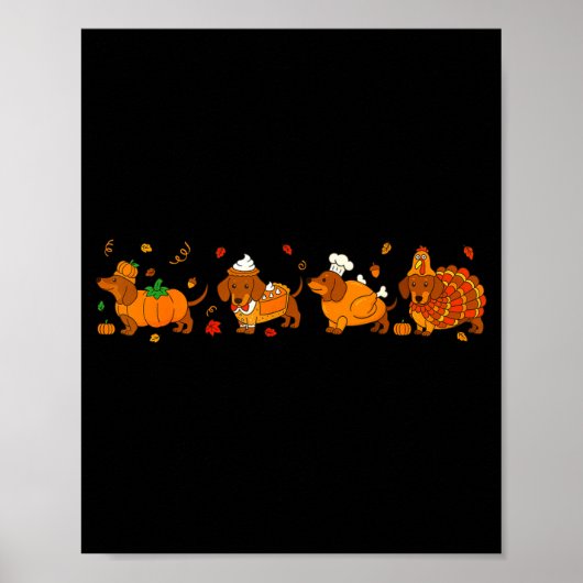 Cute Thanksgiving Dachshund Dogs Fall Gobble Prepp Poster (Vorne)