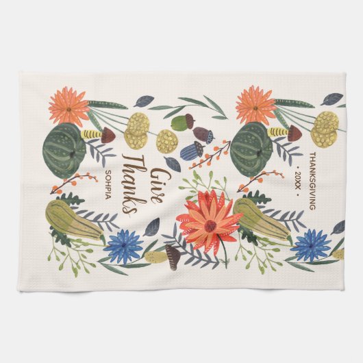 Cute Thanksgiving floral mushroom fall Geschirrtuch (Horizontal)