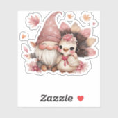 Cute Thanksgiving Gnome with Turkey Illustration C Aufkleber (Blatt)