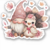 Cute Thanksgiving Gnome with Turkey Illustration C Aufkleber (Vorderseite)
