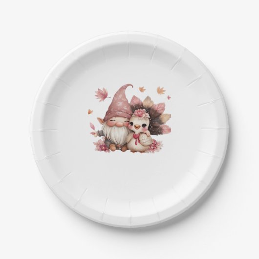 Cute Thanksgiving Gnome with Turkey Illustration C Pappteller (Vorderseite)