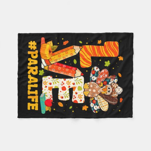 Cute Thanksgiving Love Para Teacher Turkey Autumn Fleecedecke (Vorderseite (Horizontal))