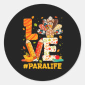 Cute Thanksgiving Love Para Teacher Turkey Autumn Runder Aufkleber (Vorderseite)