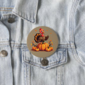 Cute Thanksgiving Turkey Autumn Pumpkins Scene Button (Beispiel)