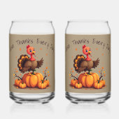 Cute Thanksgiving Turkey Autumn Pumpkins Scene Dosenglas (Vorderseite)