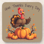 Cute Thanksgiving Turkey Autumn Pumpkins Scene Getränkeuntersetzer (Vorderseite)