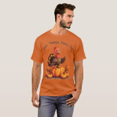Cute Thanksgiving Turkey Autumn Pumpkins Scene T-Shirt (Vorne ganz)