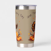 Cute Thanksgiving Turkey Autumn Pumpkins Scene Thermobecher (Links)