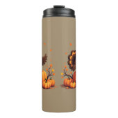 Cute Thanksgiving Turkey Autumn Pumpkins Scene Thermosbecher (Vorderseite)