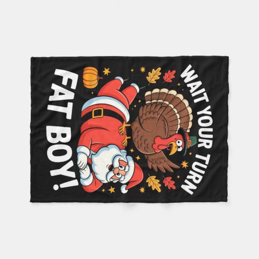 Cute Thanksgiving _ Turkey Design _ Wait Your Turn Fleecedecke (Vorderseite (Horizontal))
