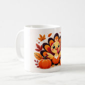 Cute Thanksgiving Turkey Mug | Autumn Coffee Cup Kaffeetasse (Vorderseite Links)