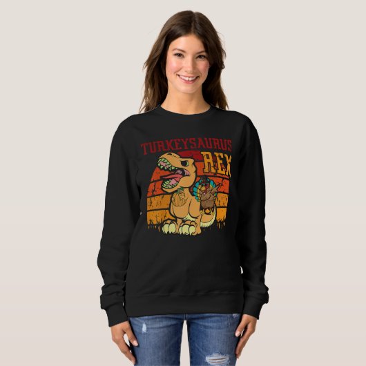 Cute Thanksgiving  Turkey Saurus Rex Dino Boy Todd Sweatshirt (Vorne ganz)