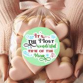 Cute 'The Most Woderful Time' Christmas Runder Aufkleber