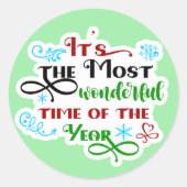 Cute 'The Most Woderful Time' Christmas  Runder Aufkleber (Vorderseite)
