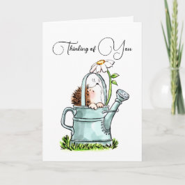 Cute Thinking of You Notecard with Hedgehog