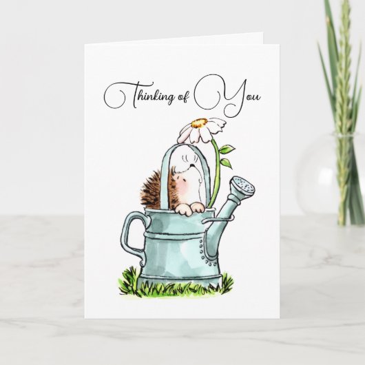 Cute Thinking of You Notecard with Hedgehog (Vorderseite)