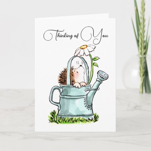 Cute Thinking of You Notecard with Hedgehog Karte (Vorderseite)