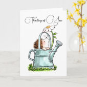 Cute Thinking of You Notecard with Hedgehog Karte (Gelbe Blume)