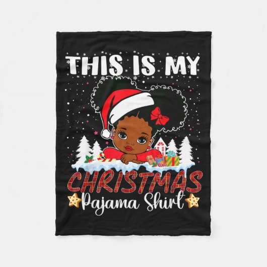 Cute This Is My Christmas Pajama Black African Ame Fleecedecke (Vorderseite)