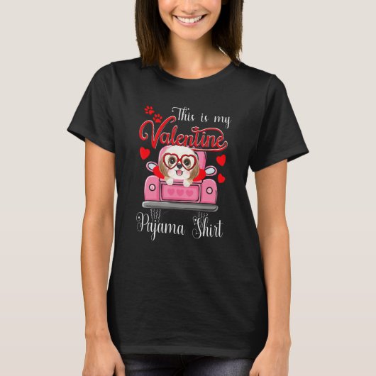 Cute This Is My Valentine Pajama Shih Tzu Dog Pupp T-Shirt (Vorderseite)