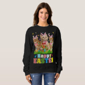Cute Three Bunny Cats & Easter Egg Basket Easter D Sweatshirt (Vorne ganz)