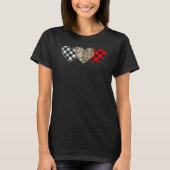 Cute Three Heart Leopard Buffalo Red Black Plaid V T-Shirt (Vorderseite)