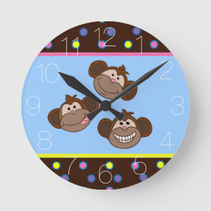 Cute three little monkeys runde wanduhr