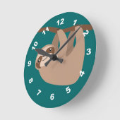 Cute Three Toed Sloth Runde Wanduhr (Winkel)