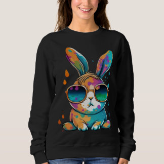 Cute Tie Dye Bunny Face Happy Easter Day Rabbit Eg Sweatshirt