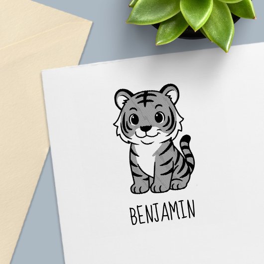 Cute Tiger Cub Custom Name Permastempel