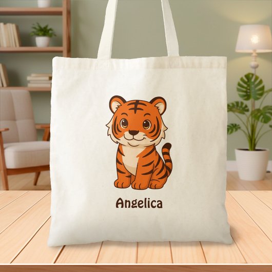 Cute Tiger Cub Custom Name Tragetasche