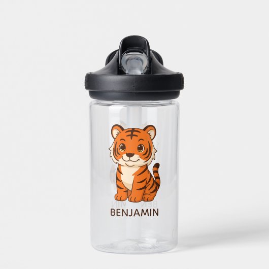 Cute Tiger Cub Custom Name Trinkflasche (Vorne)