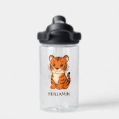 Cute Tiger Cub Custom Name Trinkflasche (Rückseite)