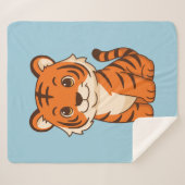 Cute Tiger Cub on Blue Sherpadecke (Vorderseite (Horizontal))